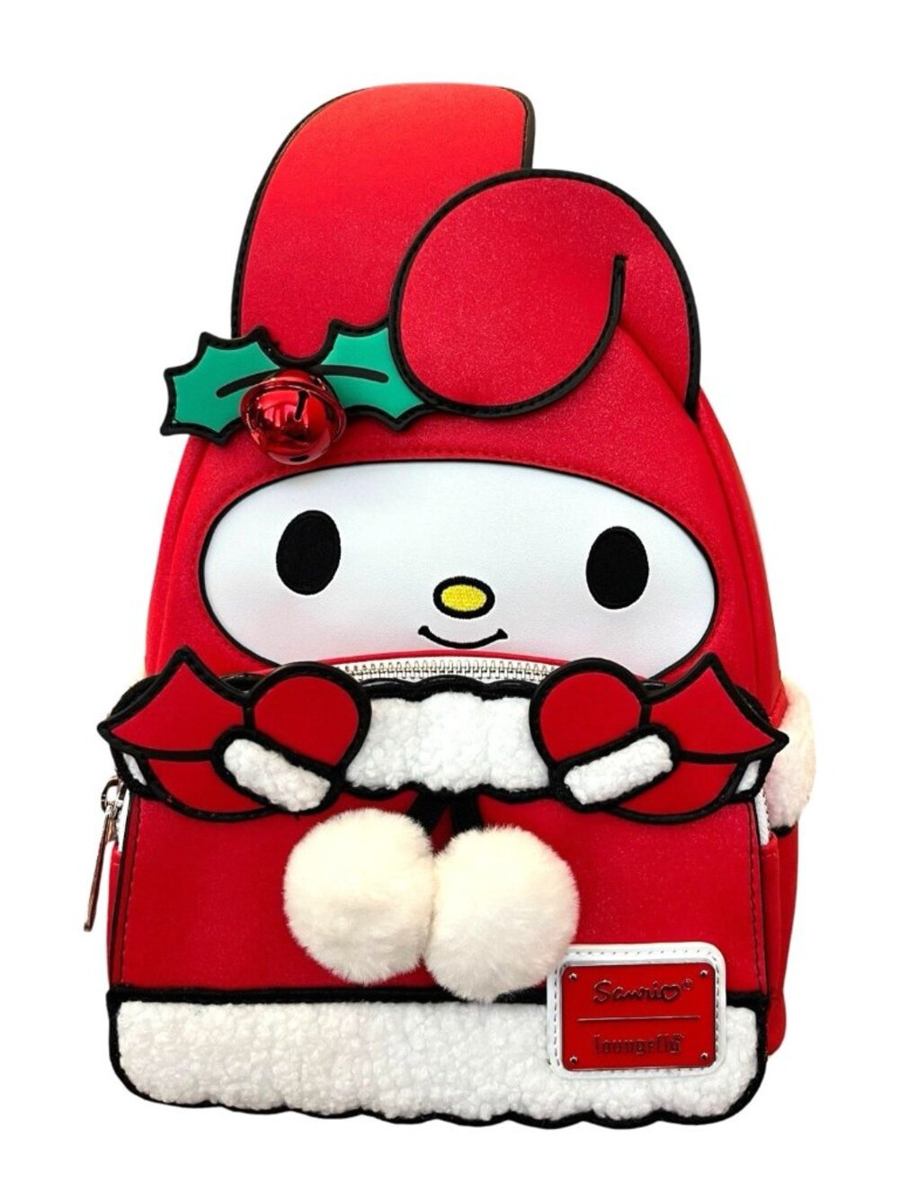 Loungefly My Melody Christmas Red Backpack Bag Jingle Bell Pom Pom Glitter NWT